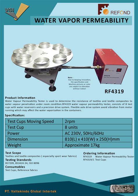 water vapor permeability test cup distributors|water vapor permeability chart.